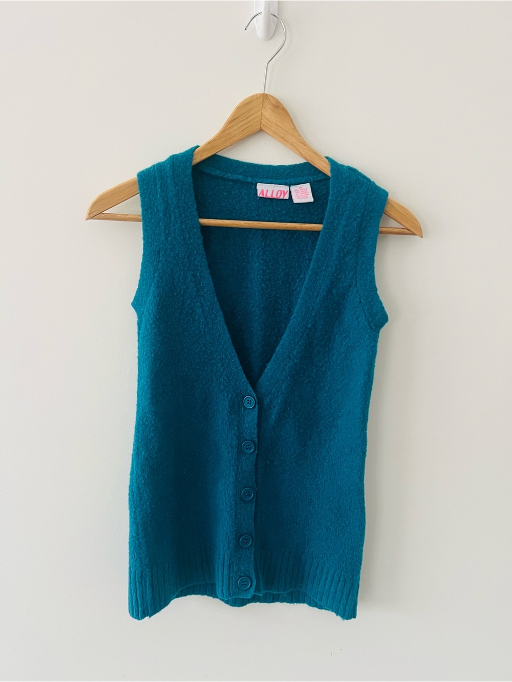Y2K 2000s Alloy Fuzzy Teal Peacock Vest McBling XS Delias